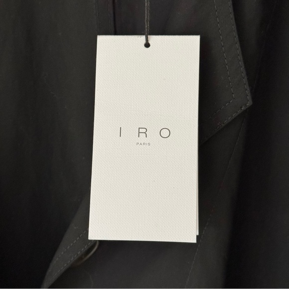 NWT IRO Foxton Long Black Trench Coat Belted Oversized 100% Cotton Poplin 36/S - Picture 8 of 15